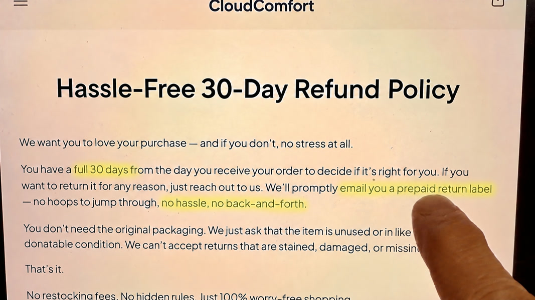 CloudComfort 30-day refund policy